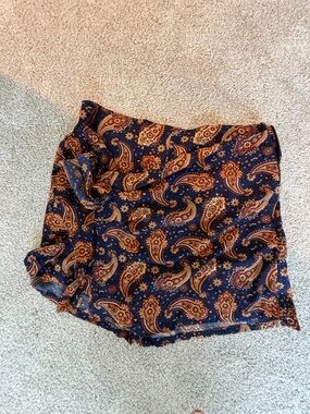 Navy Paisley Skort with Rust & Tan Accents